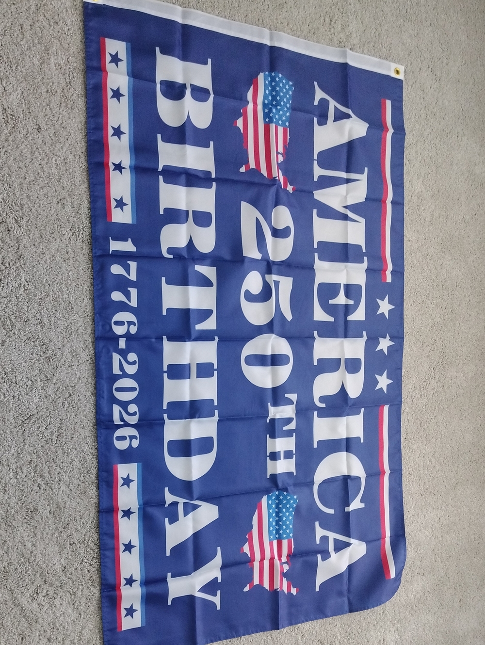 Patriotic Blue 250th America Birthday Flag